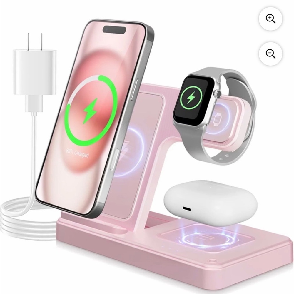 Pink 3-in-1 Wireless Charging Station